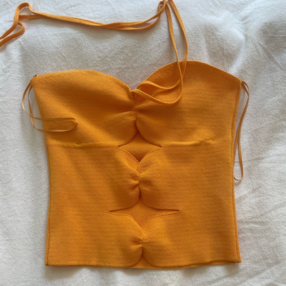 Zara Orange Cutout Top